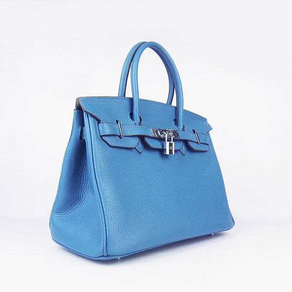 Replica Hermes Birkin 30CM Togo Leather Bag Middle Blue 6088 On Sale